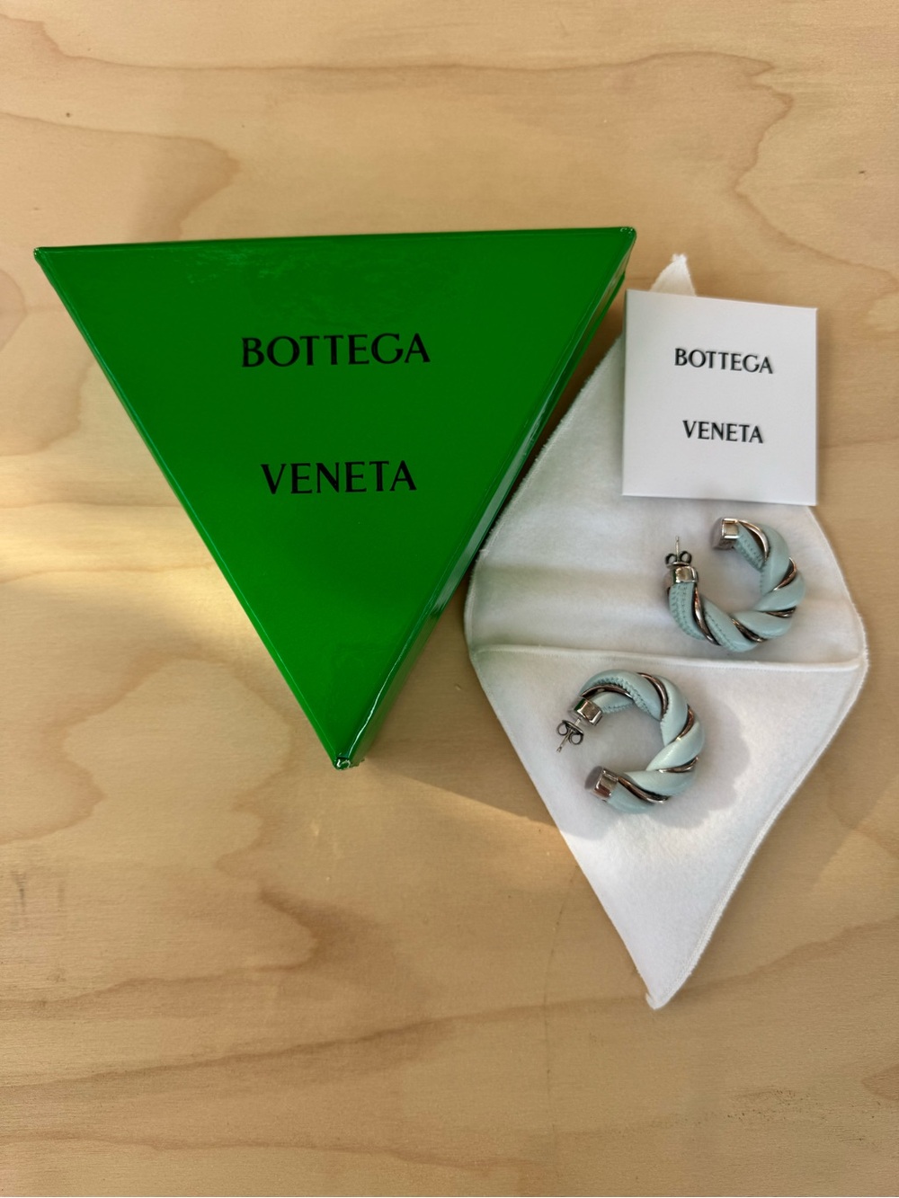 Bottega Veneta Leather Twisted Nappa Hoop Earrings